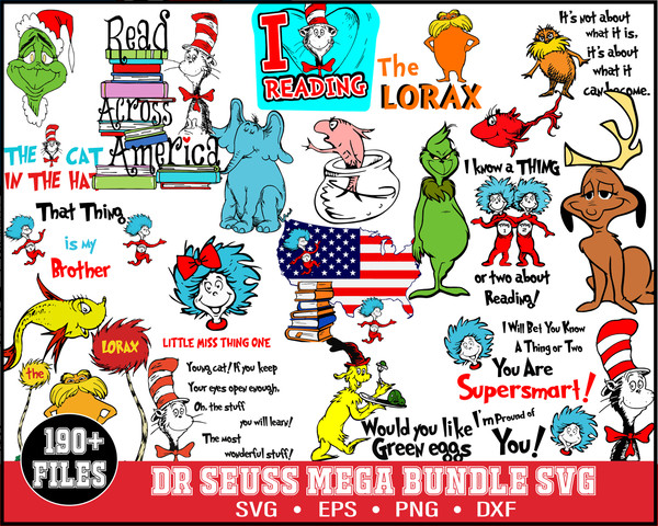 190 Dr Seuss Svg Bundle Layered Item, Dr. Seuss Quotes Cat In The Hat Svg Clipart, Cricut, Digital Vector Cut File, Cat And The Hat.jpg