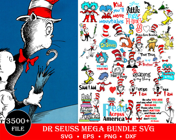 3500 Mega Dr Seuss Svg Bundle Layered Item, Dr. Seuss Quotes Cat In The Hat Svg Clipart, Cricut, Digital Vector Cut File, Cat And The Hat.jpg