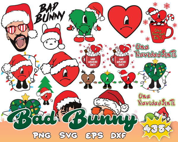 435 Bad Bunny Christmas svg, Un Navidad sin ti Cut file for Cricut and Silhouette Digital Download SVG, eps, png, dxf.jpg