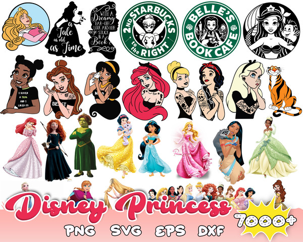7000 Disney Princess SVG Bundle, Frozen svg, Snow White svg, Little Mermaid svg, princess clipart, princess png, Ariel svg.jpg