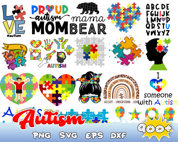Autism SVG Bundle, Autism Svg, Autism Awareness Svg, Autism Love Svg, Autism Mom Svg, Cut Files, Cricut, Silhouette, PNG.jpg