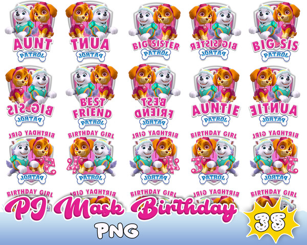 Birthday Boy Digital File PNG Transparent Background Party Family Matching Bundle T-shirt Characters Paw Cartoon Sublimation.jpg