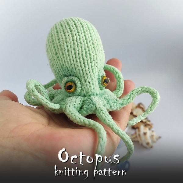Octopus toy knitting pattern, cute knitted toy, seaside animal, octopus tutorial, stuffed animal pattern, handmade toy 1.jpg