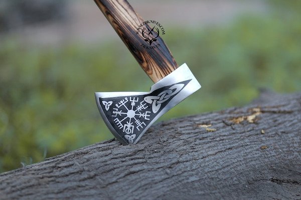 Hand Forged Viking Battle Axe, Viking Compass  (2).jpg