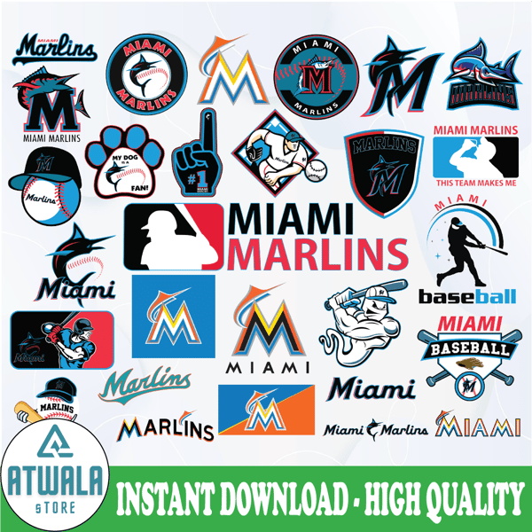 Miami Marlins Svg, Baseball Clipart, MLB svg, Clipart, Insta