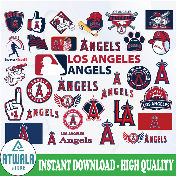 Los Angeles Angels Svg, Baseball Clipart, MLB svg, Clipart, Instant Download