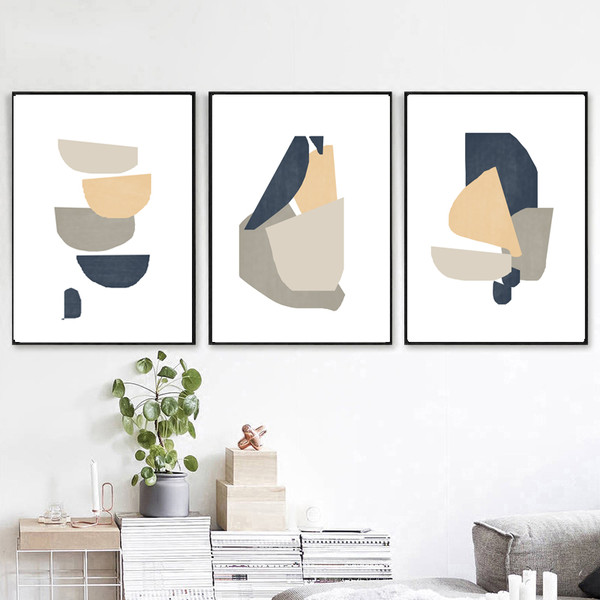 Abstract geometric prints of 3 which are easy to download