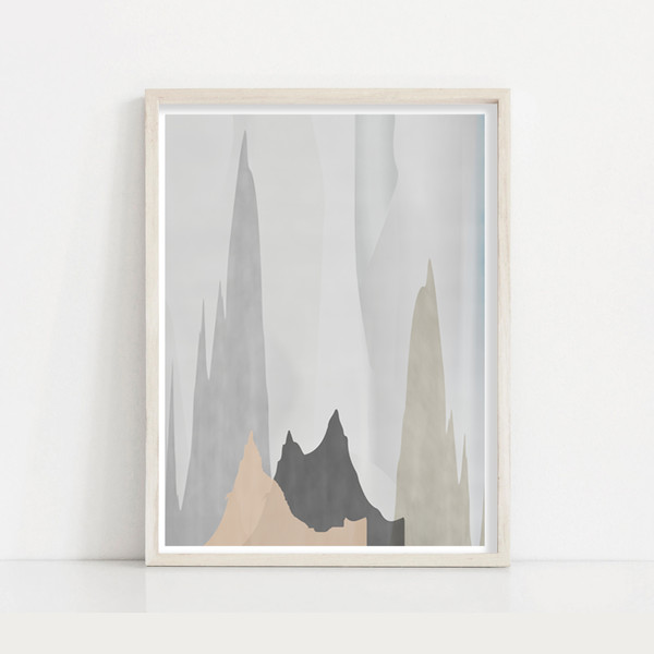 Abstract mountain paintings in beige tones from 3 which are easy to download