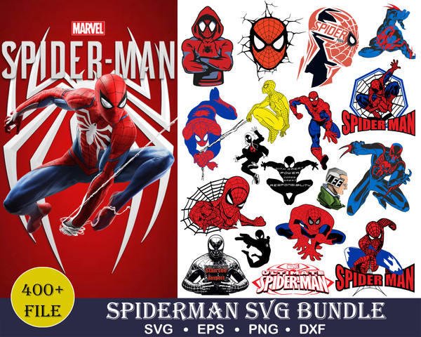 400 Spiderman Bundle SVG ,Spiderman PNG, Digital downloads, Spiderman clipart,Superhero Svg Png,T-shirt, cutfiles, clippar,for cricut .jpg