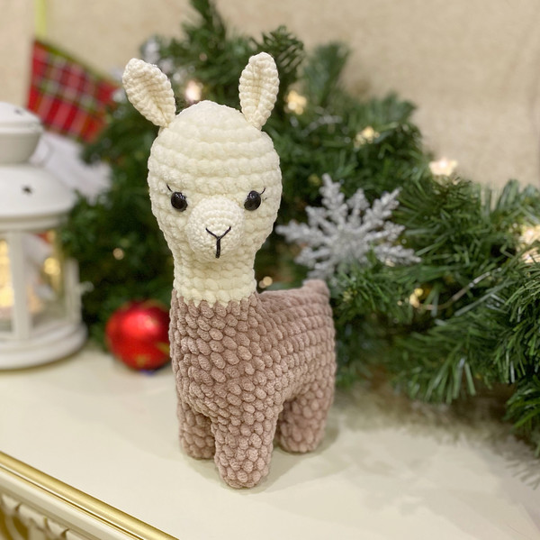 stuffed llama crochet toy
