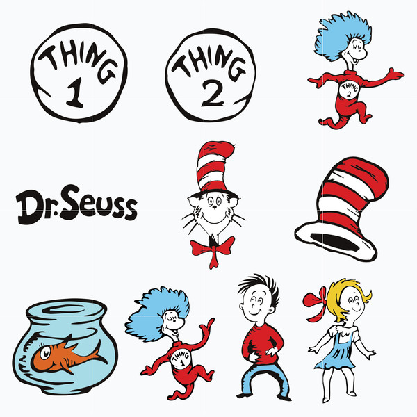 Dr Seuss Svg Bundle, Funny Dr Seuss Quote Svg, Dr Seuss Svg, Thing Svg, Cute Cat Svg, Teacher Svg, Svg File For Cricut DR100.jpg