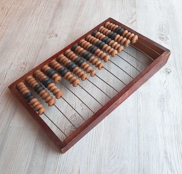 large wooden soviet abacus calculator