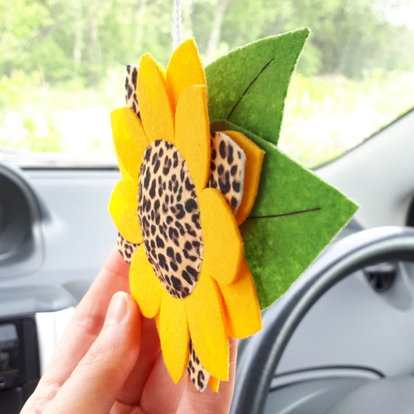 Sunflower Bee Car Accessories,decor Car, Rear Mirror Accessories