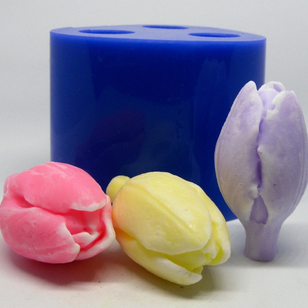 Tulip bud soaps and silicone mold