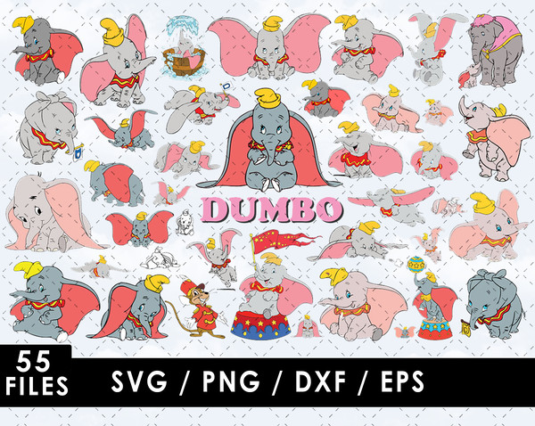 Dumbo SVG, Mrs. Jumbo SVG, Timothy Q. Mouse SVG, The Ringmaster SVG, Disney Dumbo characters SVG, Kids' room decor SVG, SVG for Cricut, DIY Dumbo craft SVG, Car