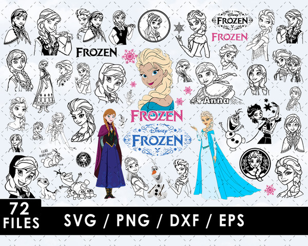 Elsa SVG, Anna SVG, Olaf SVG, Kristoff SVG, Sven SVG, Frozen characters SVG, Disney movie SVG, Kids' room decor SVG, SVG for Cricut, DIY Frozen craft SVG, Carto