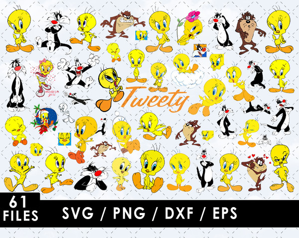 Tweety SVG, Tweety Bird SVG, Looney Tunes character SVG, Cute canary SVG, Yellow bird SVG, Sylvester and Tweety SVG, Cartoon characters SVG, Kids' room decor SV
