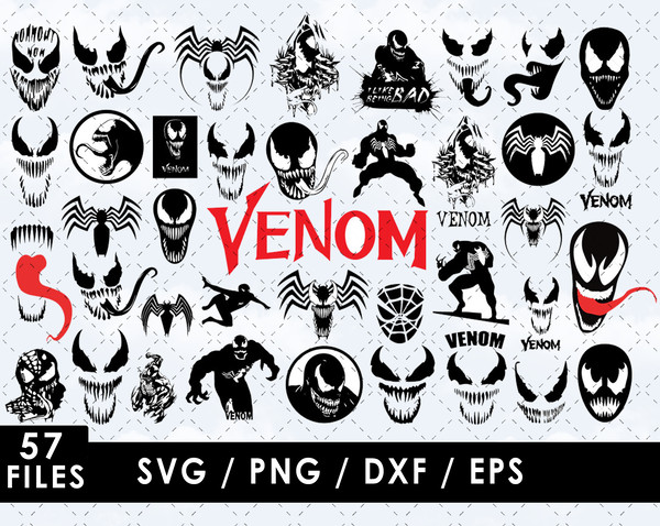 Venom SVG, Eddie Brock SVG, Symbiote SVG, Marvel Comics SVG, Supervillain SVG, Spider-Man adversary SVG, Venom logo SVG, Comic book character SVG, Kids' room de