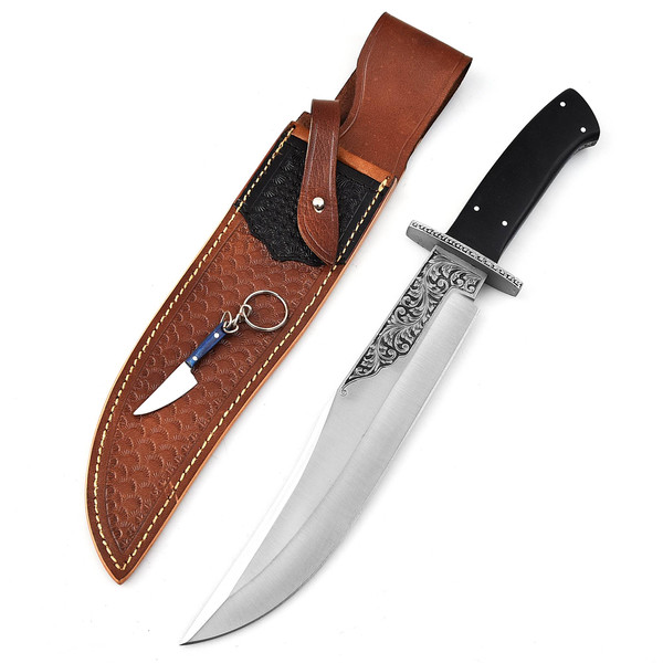 mk3000m - hunting knife - bowie knife- hand engraved knife - Survival Knife - fixed blade hunting knife with sheath - mktraders202.JPG