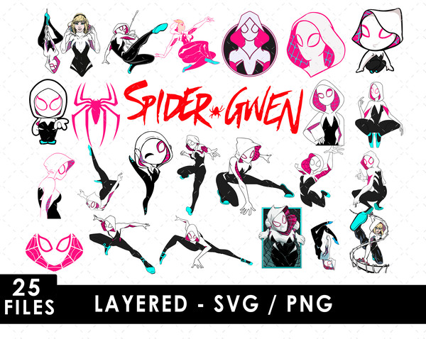 Spider Gwen SVG, Gwen Stacy SVG, Spider-Woman SVG, Marvel character SVG, Web-slinger SVG, Spider-Gwen logo SVG, Superheroine cartoon SVG, Spider-Gwen mask SVG,