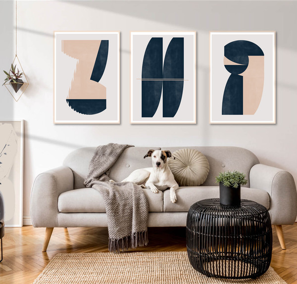 Very large modern minimalist triptych, easy to download
