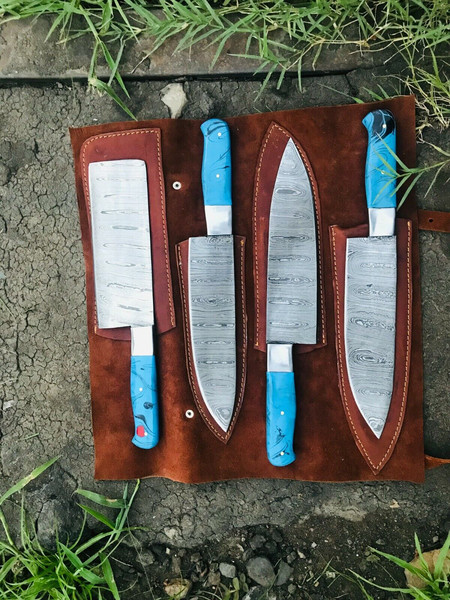 Custom Handforged Damascus steel Chef Knives set BBQ Knife set 2.jpg