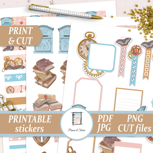 Vintage Journal Stickers, Printable Planner Kit, Sticky Note - Inspire  Uplift