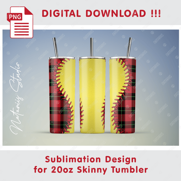 10 Softball Print Template Seamless sublimation 20oz Tumbler