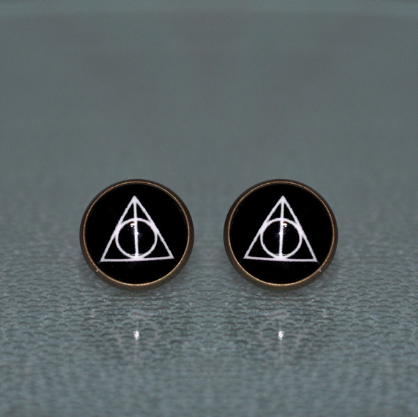 Deathly Hallows Earrings, Harry Potter Earrings.JPG