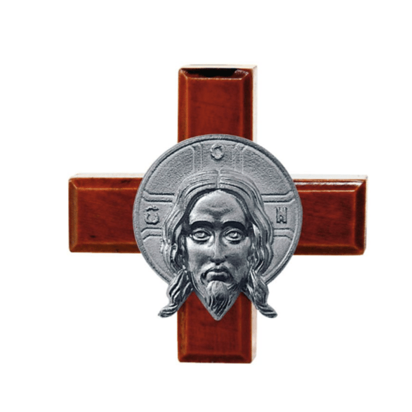 Russian Classic Mahogany Wood Decorative Hanging Wall Cross with silver plated Jesus