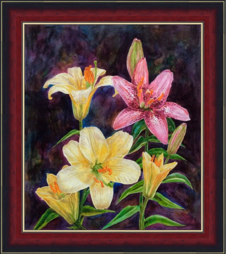 "Lilies" original wall art watercolor painting flower picture