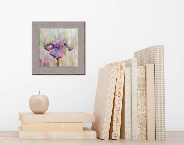 Lilac iris Flower Original Wall Art Painting Watercolor Artwork picture floral