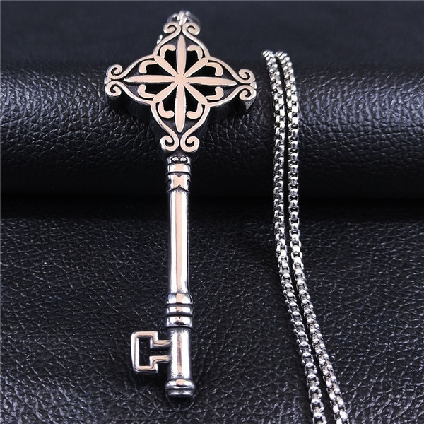 Skeleton Key Necklace, Antique Silver Tone Key Charm, Mens S - Inspire  Uplift