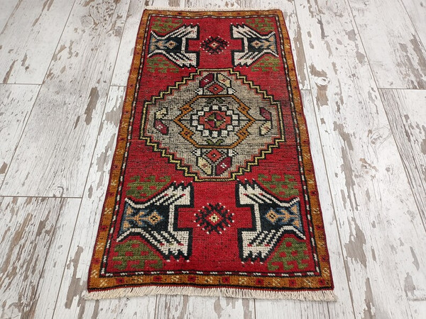 low pile rug, bath mat runner, entry mat, red turkish rug, natural rug, handmade rug, vintage rug, shoe mat, floor runner09.jpg