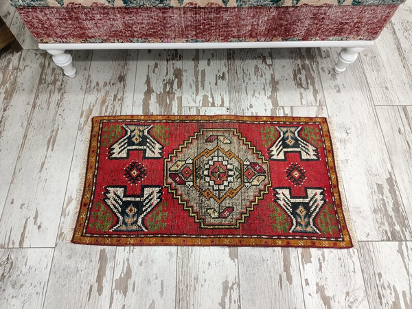 low pile rug, bath mat runner, entry mat, red turkish rug, natural rug, handmade rug, vintage rug, shoe mat, floor runner04.jpg