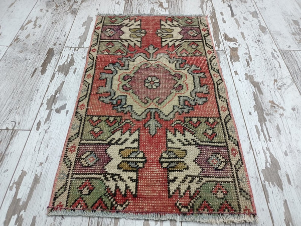 Oushak Doormat, Wool Porch Mat, Bathroom Rug, Turkish Rug, Home Decor Rug, Tiny Rug, Bohemian Rug, Vintage Area Rug02.jpg