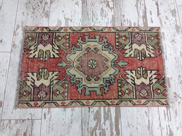 Oushak Doormat, Wool Porch Mat, Bathroom Rug, Turkish Rug, Home Decor Rug, Tiny Rug, Bohemian Rug, Vintage Area Rug05.jpg