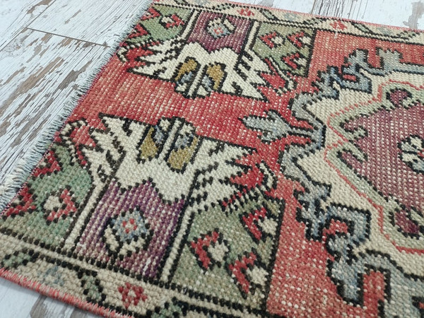 Oushak Doormat, Wool Porch Mat, Bathroom Rug, Turkish Rug, Home Decor Rug, Tiny Rug, Bohemian Rug, Vintage Area Rug06.jpg