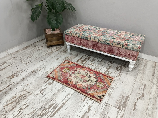 Bath Mat RugFront Porch Rug, Hand Knotted Rug, Natural Rug