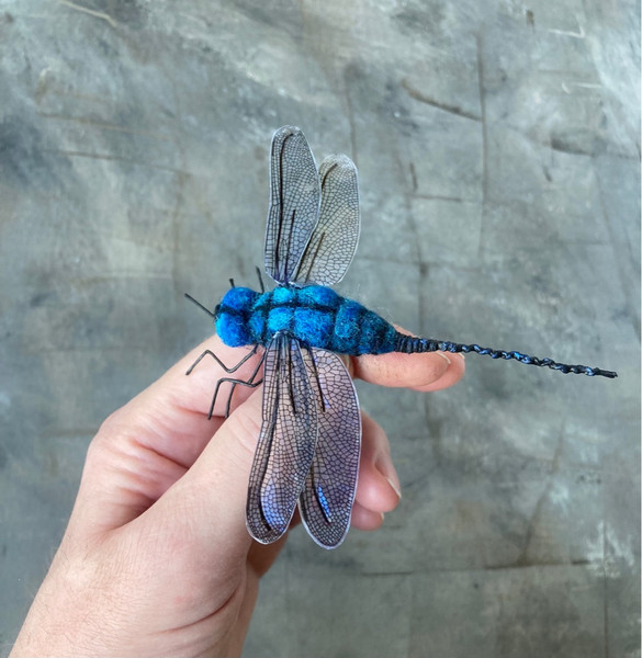 Realistic-dragonfly-brooch-Needle-felted-nsect-replica-jewelry 0