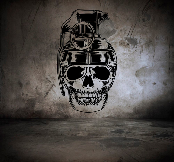 Grenade And Skull Sticker Bomb Weapon