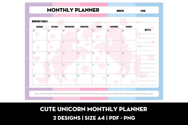 Cute unicorn monthly planner cover 2.jpg