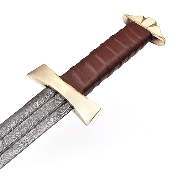 Damascus sword  viking battle ready sword hunting  damascus sword edegs double with.png