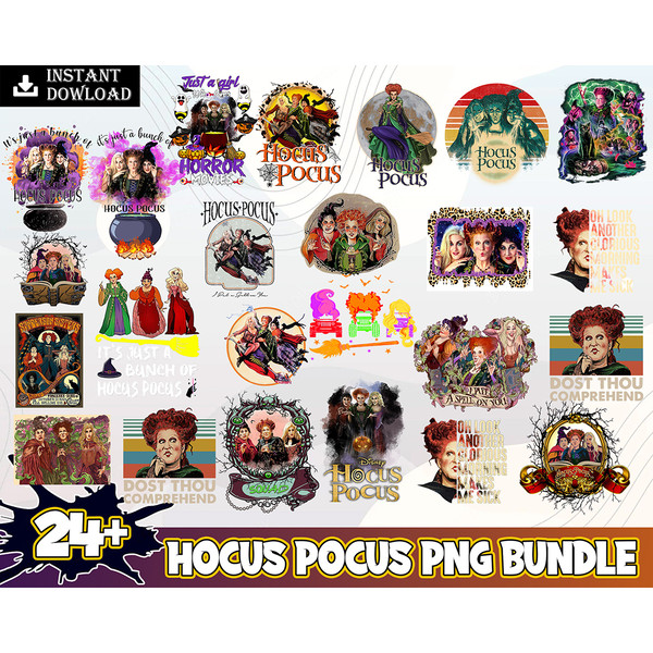 24 Hocus Pocus Bundle Png, Hocus Pocus Png Bundle, Bunch Of Hocus Pocus, Halloween Design, Happy Halloween Bundle Instant Download.jpg