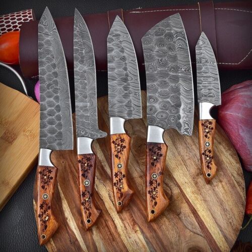 Hand Forged Carbon Steel Chef's Knife Set of 5 BBQ Knife Kitchen