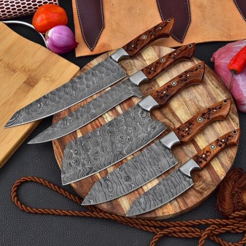 Damascus Steel Chef Knives Set  Kitchen Knife - Camping Cutting