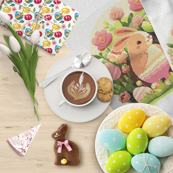 4 Spring Easter bunny cross stitch digital printable A4 PDF pattern for home decor and gift.jpg