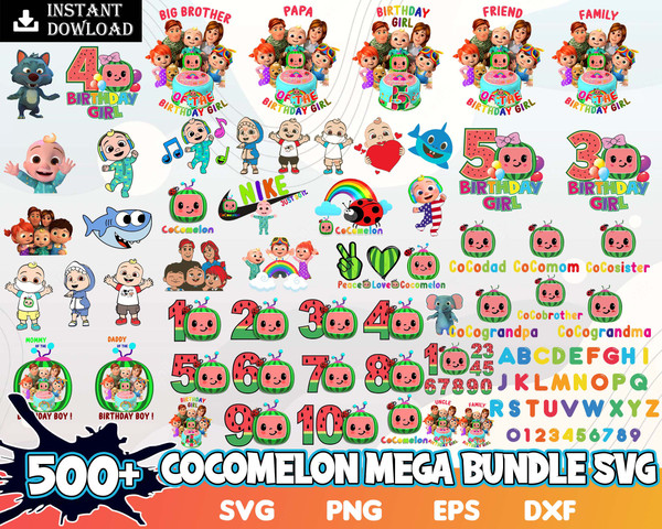 500 Cocomelon Svg Bundle, Cocomelon Png, Cocomelon, Cocomelon Birthday Svg, Cocomelon Invitation, Cocomelon Shirt, Cocomelon Party Decorations Instant Download.
