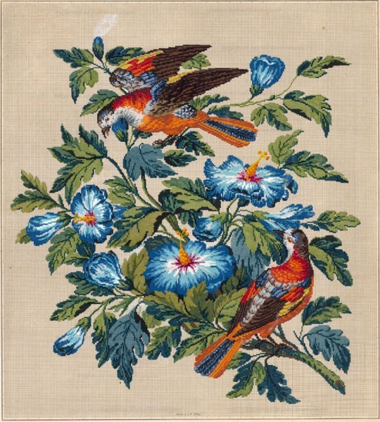 Vintage Cross Stitch Scheme Birds and flowers