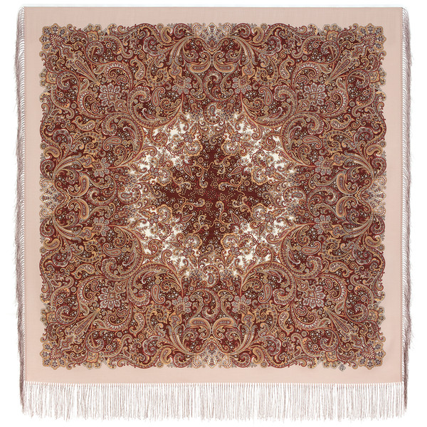 original brown pavlovo posad wool shawl size 125x125 cm 1997-2